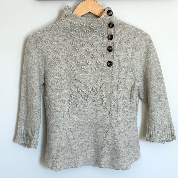 Anthropologie Sweaters - Anthropologie Moth Grey Textured Wool Blend Peplum Sweater Size Medium